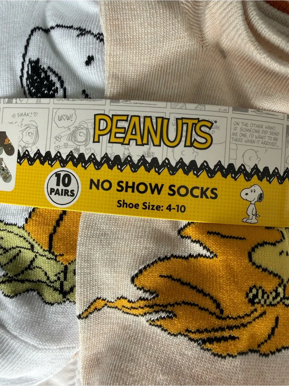 Peanuts 10-Pack Women's No-Show Socks - White, Cream, Orange